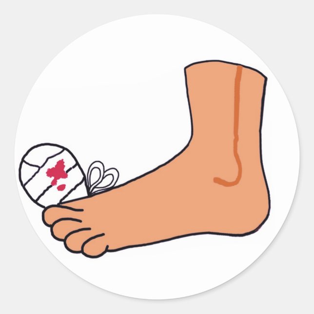 Foot-2 Broken Toe Classic Round Sticker (Front)