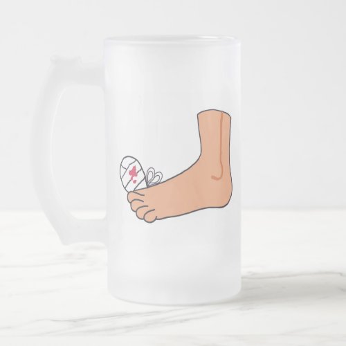Foot_2 Broken Toe Frosted Glass Beer Mug