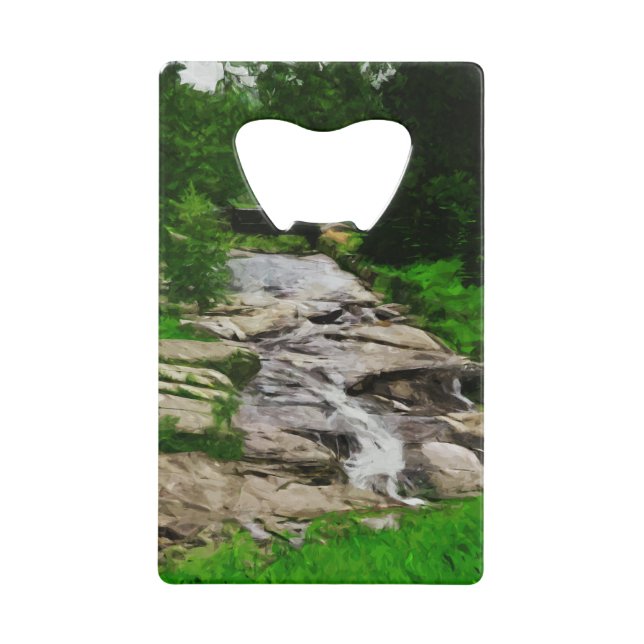 Foot Bridge Over Rocky Stream Waterfalls Abstract Credit Card Bottle Opener (Front)