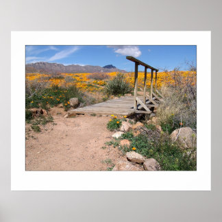 Foot Bridge & Poppies Poster