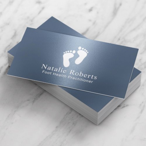 Foot Care Massage Therapy Modern Dusty Blue Business Card