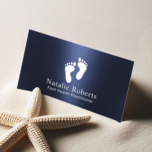 Foot Care Massage Therapy Navy Blue Practitioner Business Card