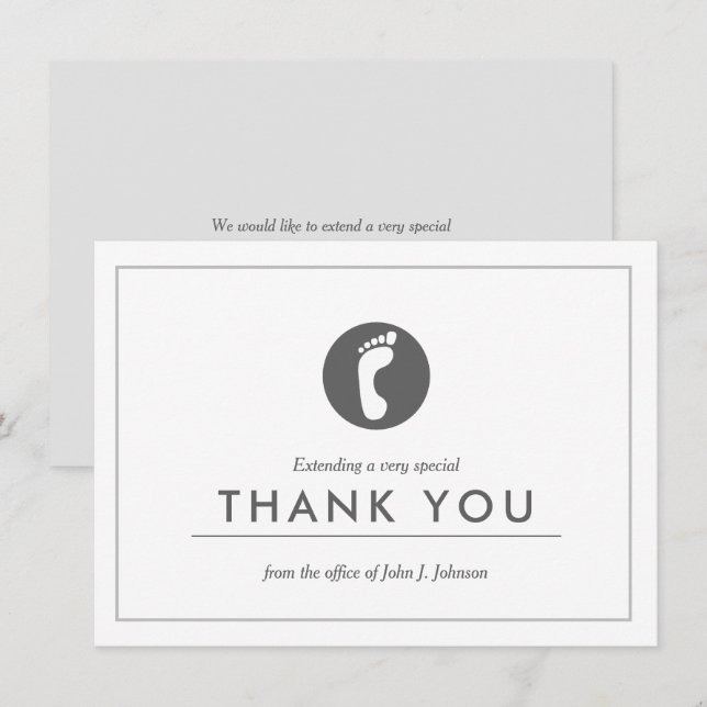 Foot Doctor Themed | Minimalist Flat Thank You Card (Front/Back)