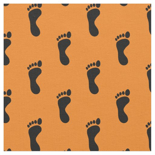 Foot Feet Footprints orange Black Fabric