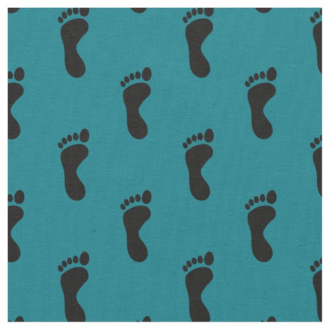 Foot Feet Footprints Teal Black Fabric (Close Up)