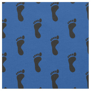 Foot Feet Footprints Teal Blue Fabric