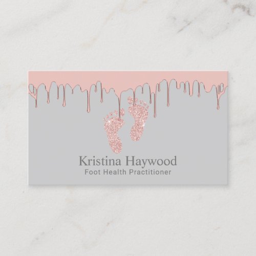 Foot Health Practitioner Rose Gold Dripping Business Card