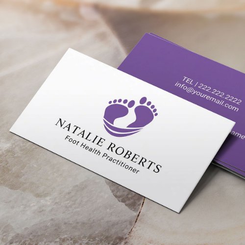 Foot Healthcare Practitioner Massage Spa Purple Business Card