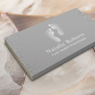 Foot Healthcare Practitioner Modern Silver Business Card