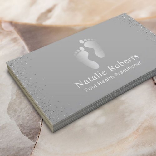 Foot Healthcare Practitioner Modern Silver Business Card