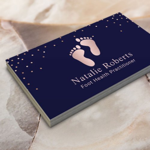 Foot Healthcare Practitioner Navy  Rose Gold  Business Card