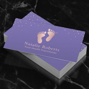 Foot Healthcare Practitioner Purple & Rose Gold Business Card