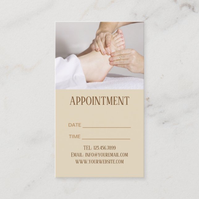 Foot Massage acupressure physiotherapy Appointment Card (Front)