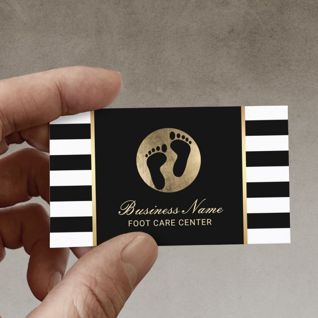 Foot Massage Podiatrist Practitioner Modern Stripe Business Card