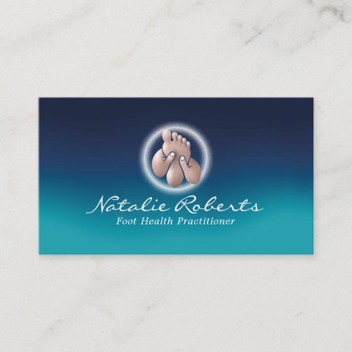 Foot Massage Reflexology Spa Elegant Blue Business Card