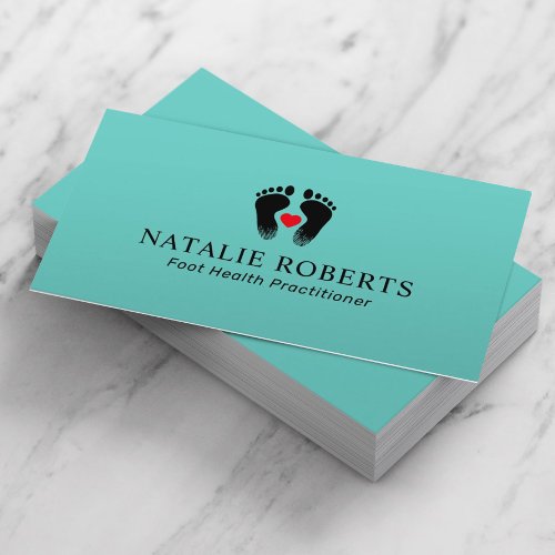 Foot Massage Therapist Podiatrist Feet Spa Teal Business Card