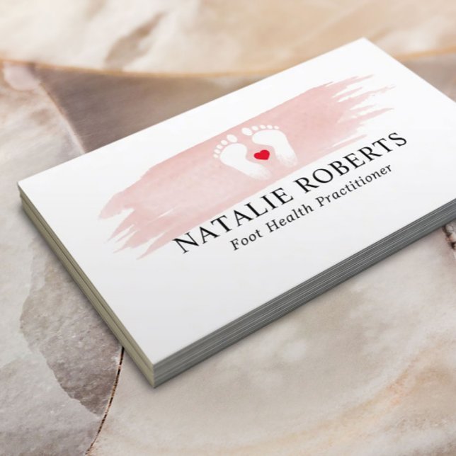 Foot Massage Therapist Podiatrist Pink Brushstroke Business Card (Creator Uploaded)