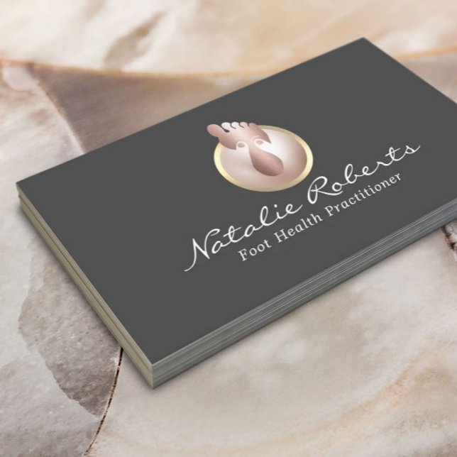 Foot Massage Therapy Elegant Grey Reflexology Spa Business Card (Creator Uploaded)