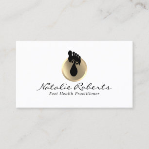 Foot Massage Therapy Gold Logo Reflexology Spa Business Card