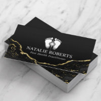 Foot Massage Therapy Modern Black Gold Podiatrist Business Card