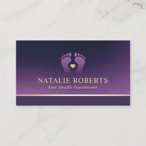 Foot Massage Therapy Podiatrist Elegant Purple Spa Business Card