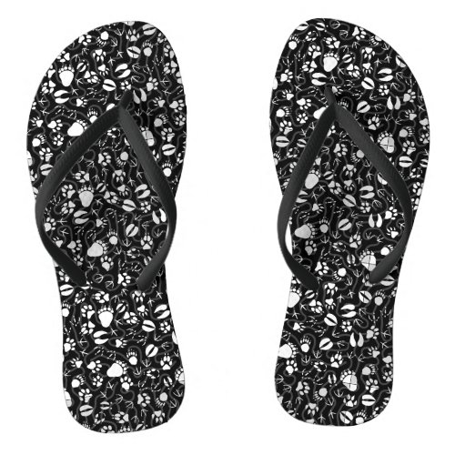 Foot prints 01b Black BG Flip Flops