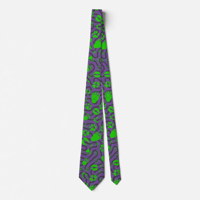 Foot prints 01.b.green Purple BG Neck Tie (Front)