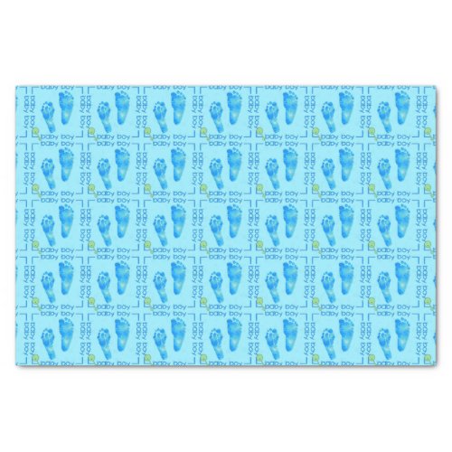 Foot Prints Baby Boy Blue_Tissue Wrapping Paper