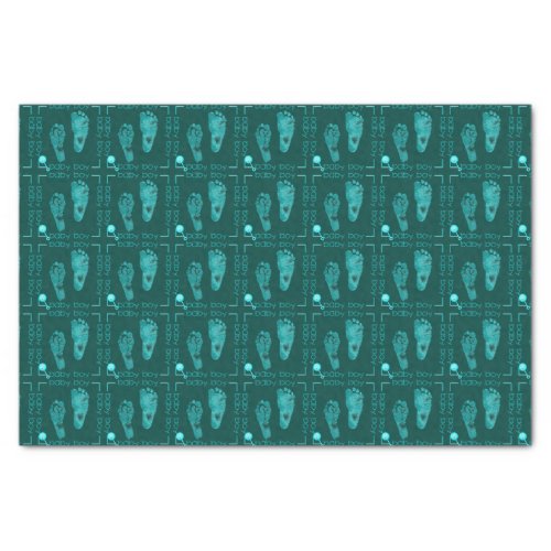 Foot Prints Baby Boy Teal_Tissue Wrapping Paper