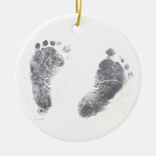 Foot prints ceramic ornament