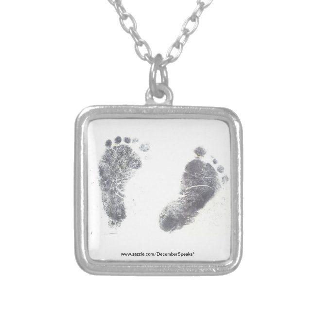 Foot prints silver plated necklace (Front)