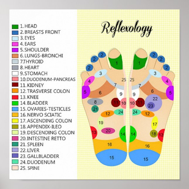foot reflexology 12x12" poster (Front)