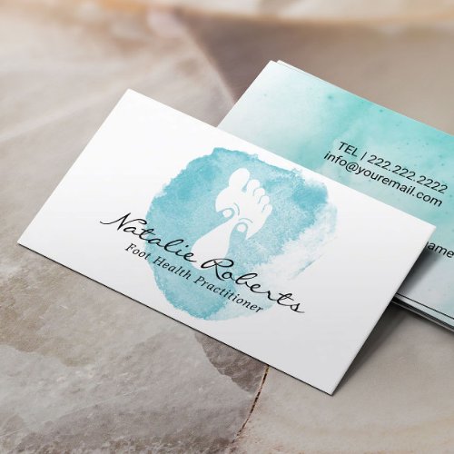 Foot Reflexology Spa Watercolor Massage Therapy Business Card