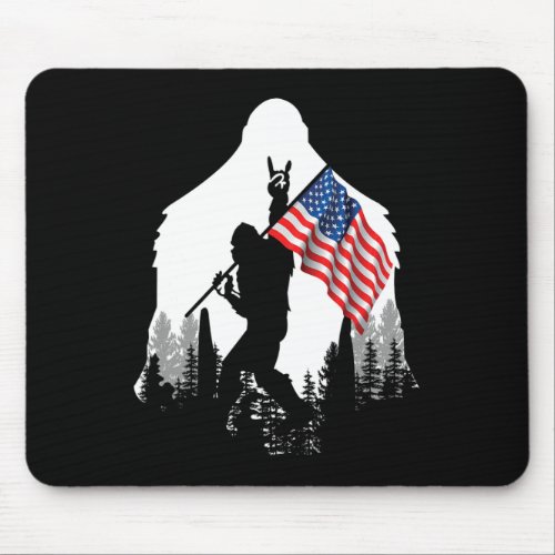 Foot Shirt _ Bigfoot Sasquatch American Flag Patri Mouse Pad