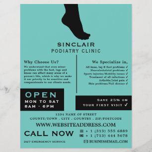 Foot Silhouette, Podiatry Clinic, Podiatrist Flyer
