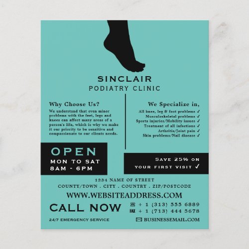 Foot Silhouette Podiatry Clinic Podiatrist Flyer