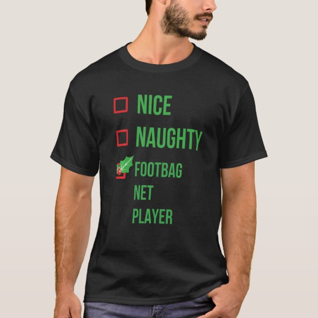 Footbag Net Player Funny Pajama Christmas T-Shirt (Front)