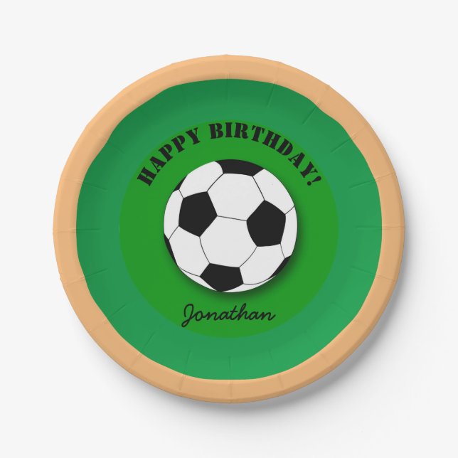 Footbal Ball & Soccer Birthday Wishes (Party) Paper Plates (Front)