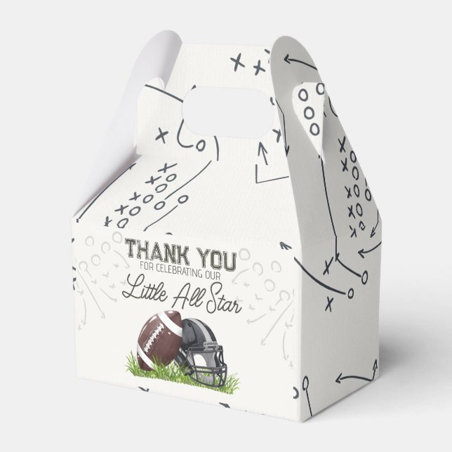 Footbal Little All Star Touchdown Birthday Party Favor Boxes (Front Side)