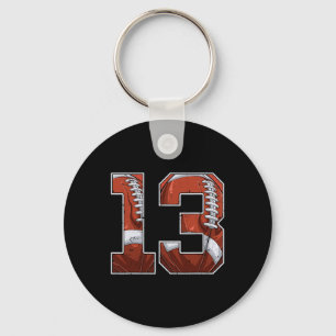 Football 13th Birthday Boy Thirteen 13 Years Old B Keychain