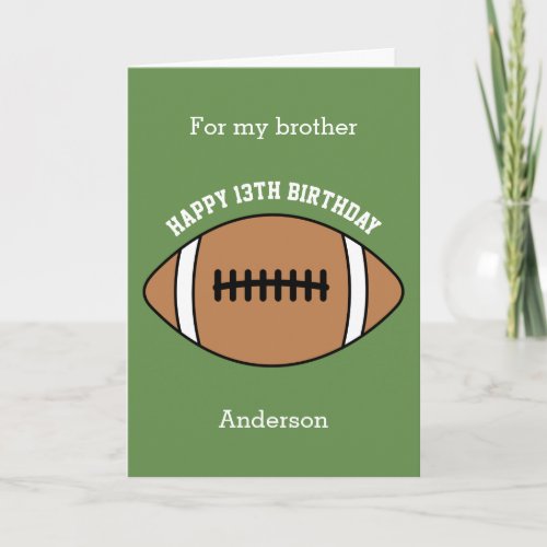 Football 13th Birthday Brother Card