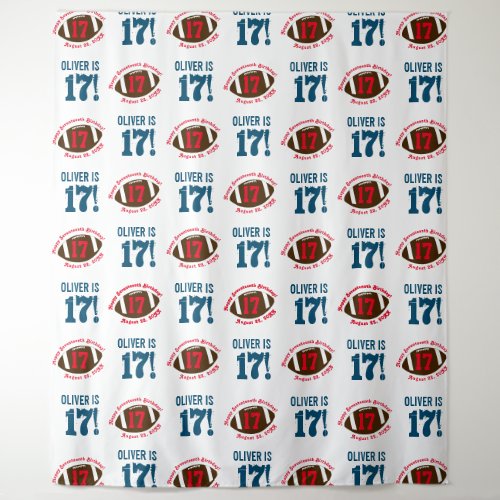 Football 17th Birthday Boys  Step Repeat Backdrop