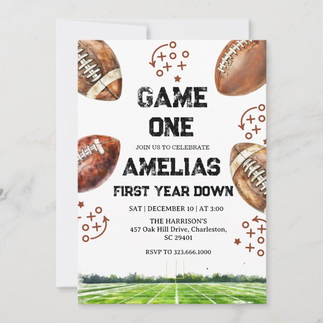Football 1st Birthday American Sports Game On  Invitation (Front)
