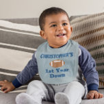 Football 1st Birthday Baby Bib<br><div class="desc">1st year down football boy first birthday</div>