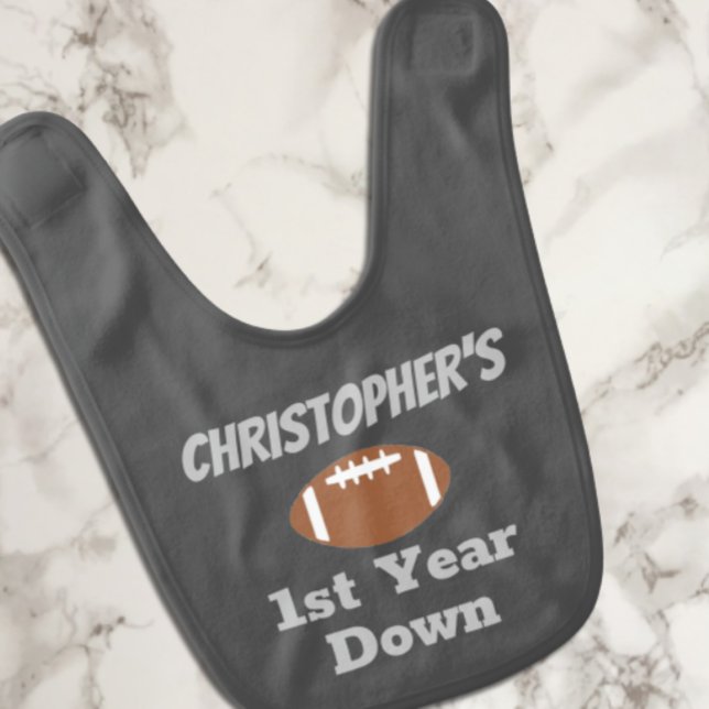 Football 1st Birthday Baby Bib (Creator Uploaded)
