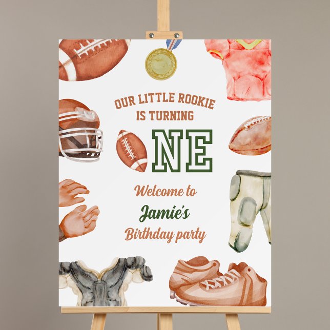 Football 1st Birthday Boy Turning One Foam Board (Creator Uploaded)