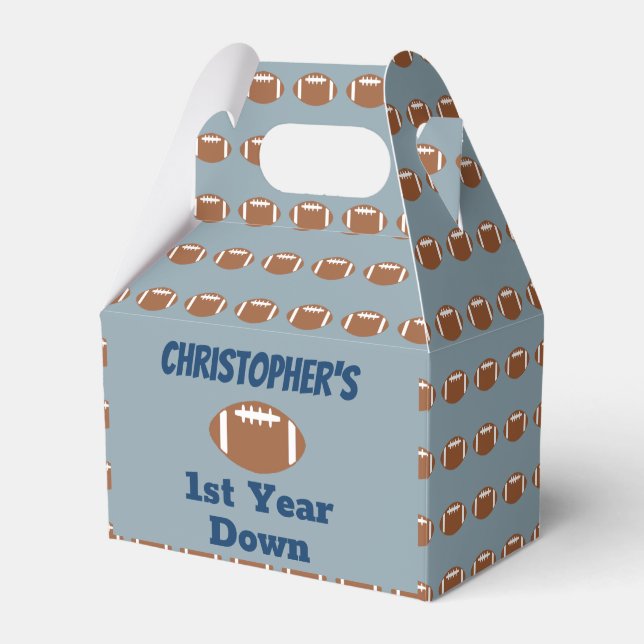 Football 1st Birthday Favor Boxes (Front Side)
