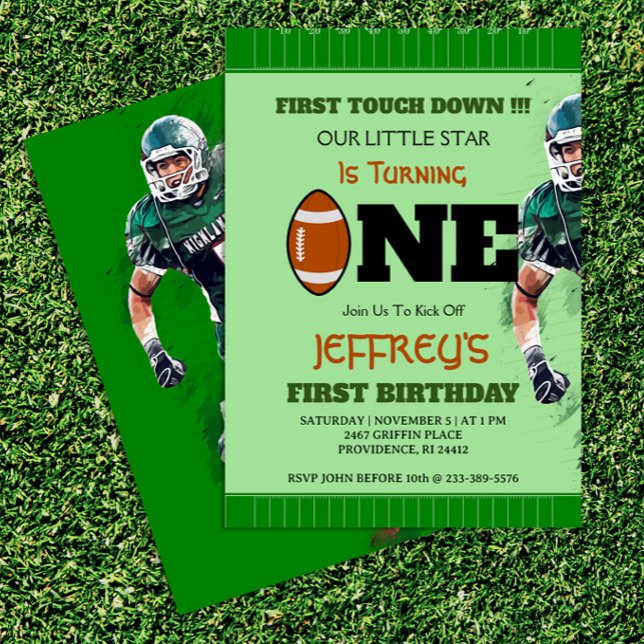 Football 1st Birthday Invitation (Creator Uploaded)