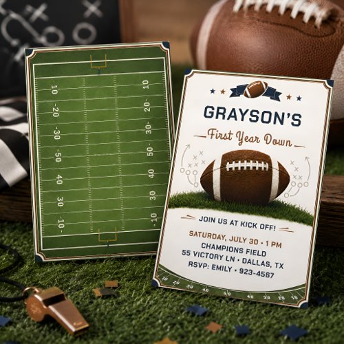 Football 1st Birthday Invitation Boy