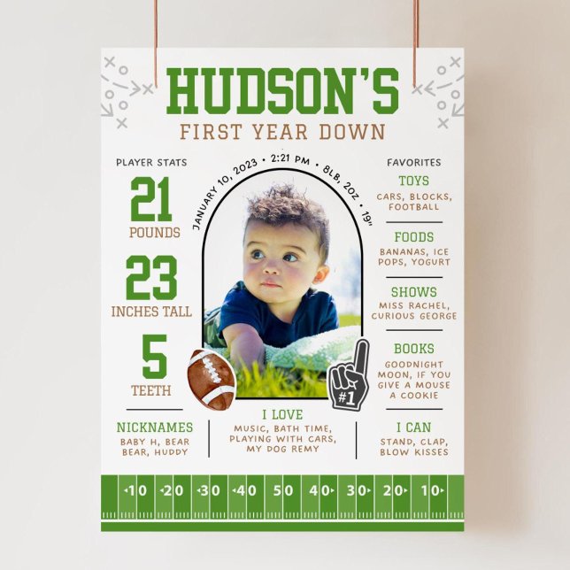 Football 1st Birthday Milestone Sign First Year 1 (Creator Uploaded)